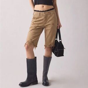 Serra by Joie Rucker Ballest Shorts Pants Destroyed Frayed Raw Cut Hem in Dune